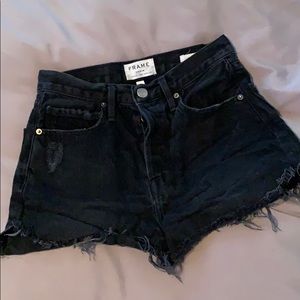 Frame denim size 26 black jean shorts